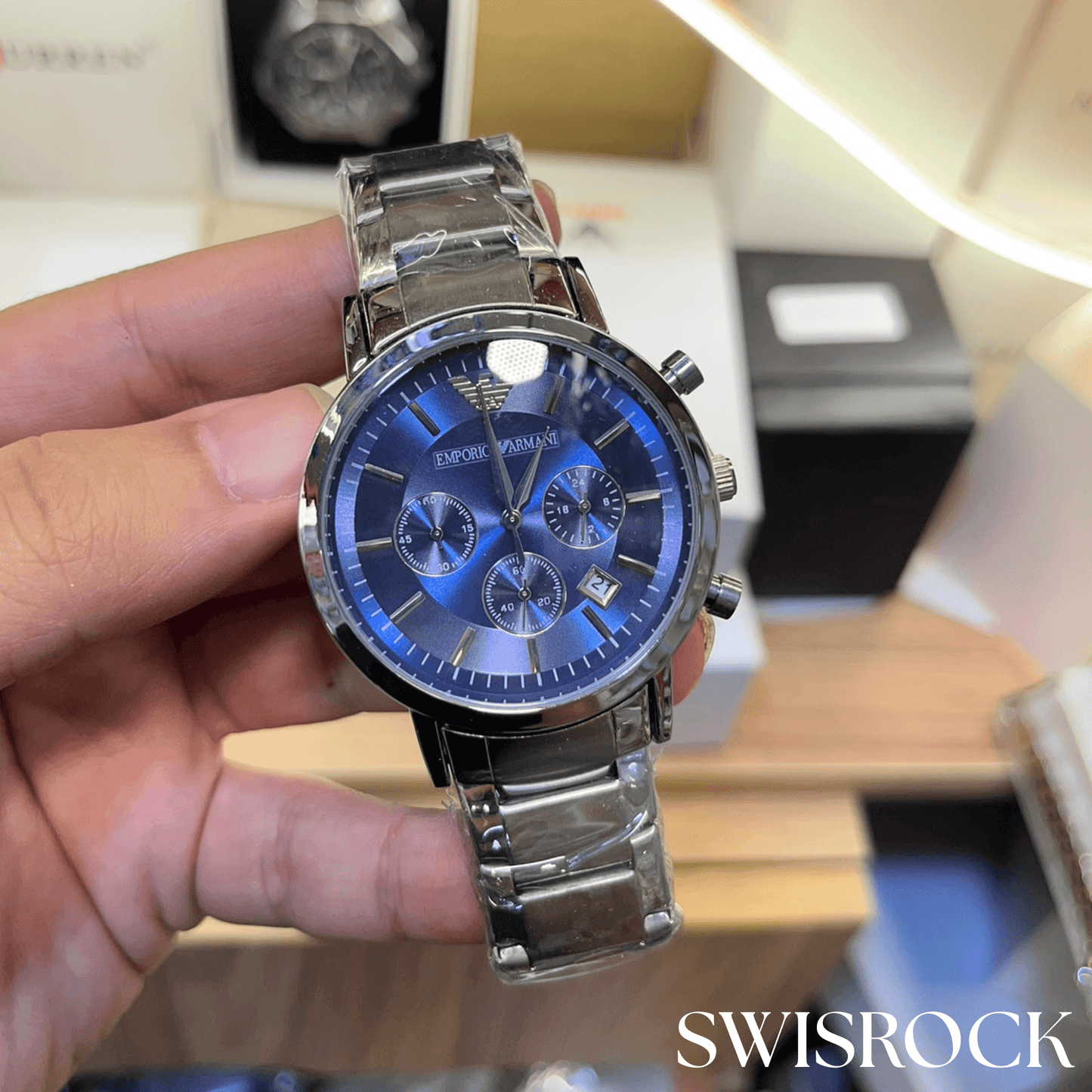 Chronographe Élégance Bleu Cuir