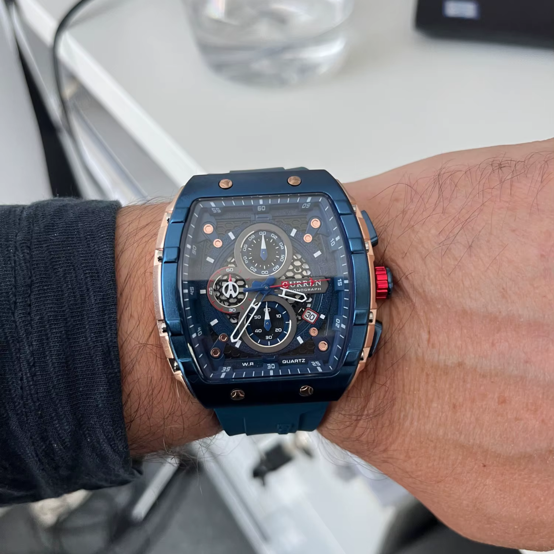 CURREN Business Montres carrées uniques avec grand cadran Sport Quartz Bandes en silicone
