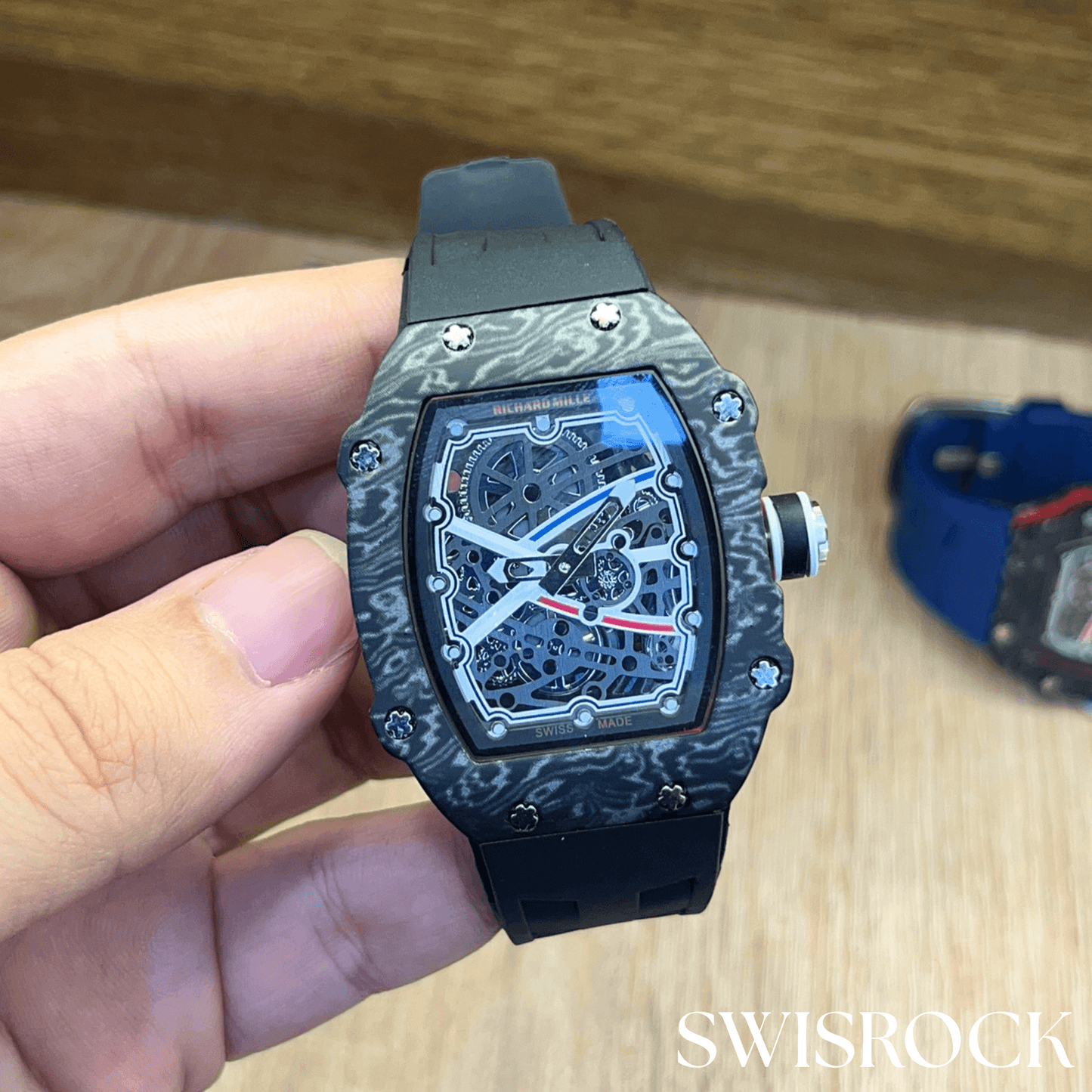 Montre Squelette Carbone Noir
