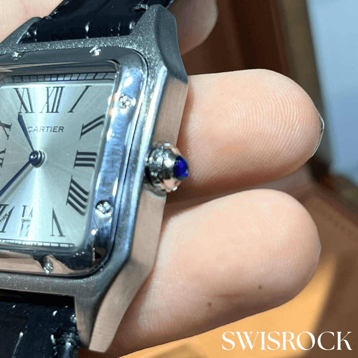 Montre Santos de Cartier en cuir