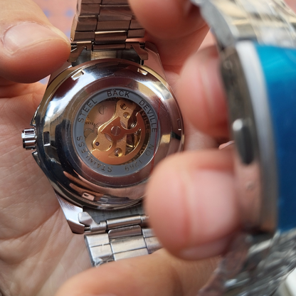 Montre avec mouvement Automatique et mécanique en acier inoxydable