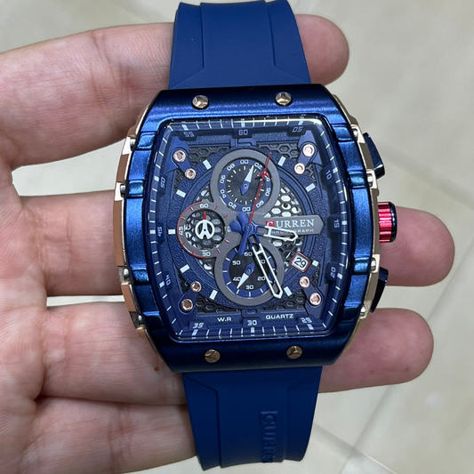 CURREN Business Montres carrées uniques avec grand cadran Sport Quartz Bandes en silicone