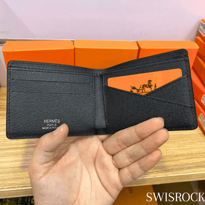 Portefeuille Cuir Texturé Noir — Swisrock