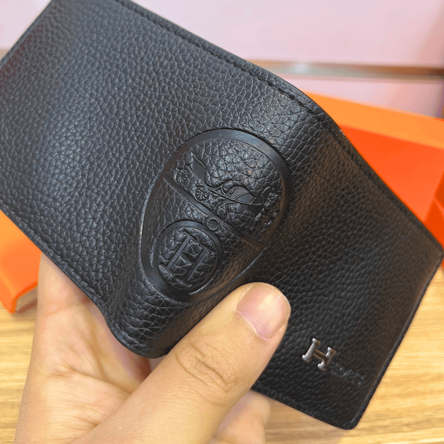 Portefeuille Cuir Texturé Noir — Swisrock